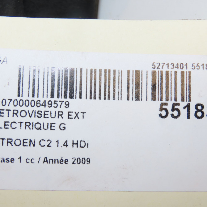 Retroviseur exterieur electrique gauche occasion CITROEN C2 Phase 1 09-2003->10-2008 1.4 HDi 8149RN 6