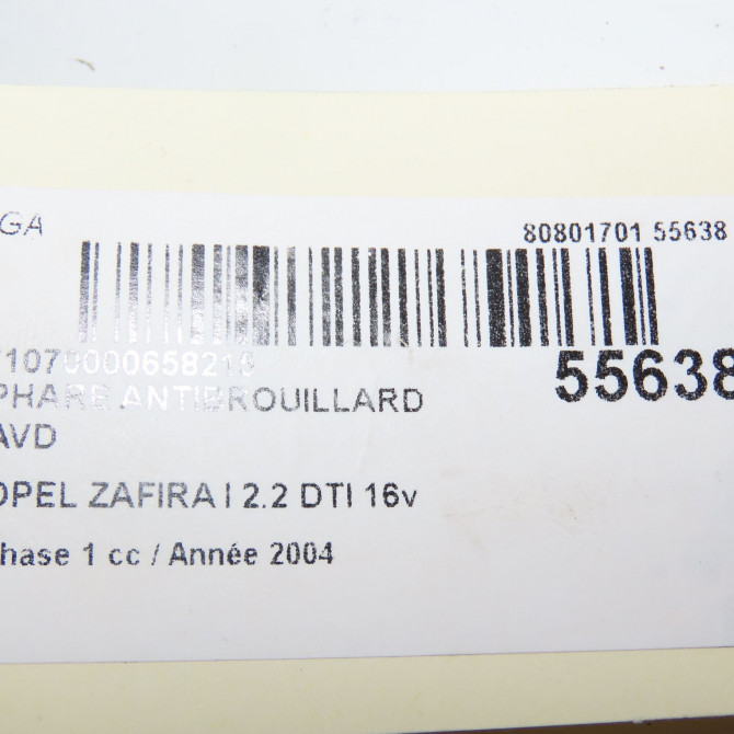 Phare antibrouillard avant droit occasion OPEL ZAFIRA I Phase 1 03-1999->07-2005 2.2 DTI 16v 125ch 9117327 5