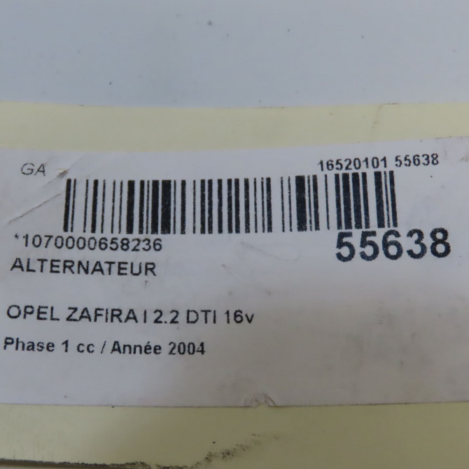 Alternateur occasion OPEL ZAFIRA I Phase 1 03-1999->07-2005 2.2 DTI 16v 125ch 93176653 7