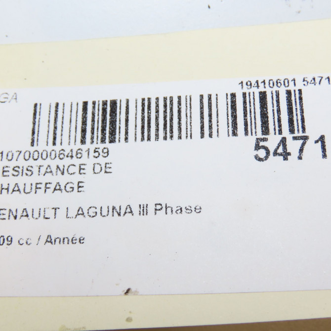 Resistance de chauffage occasion RENAULT LAGUNA III Phase 1 COUPE 08-2008->03-2013 5