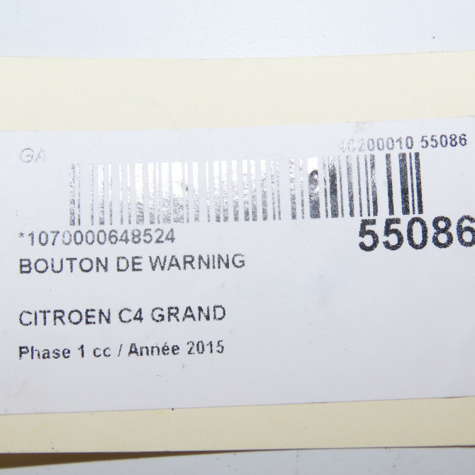 Bouton de warning occasion CITROEN C4 GRAND PICASSO II Phase 1 04-2013->... 2.0 BlueHDI 150ch 96781018ZD 5