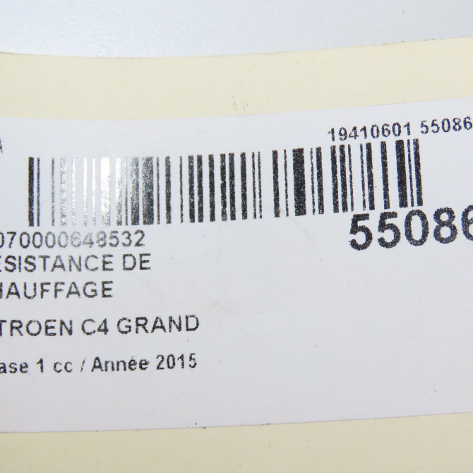 Resistance de chauffage occasion CITROEN C4 GRAND PICASSO II Phase 1 04-2013->... 2.0 BlueHDI 150ch 9809015580 6