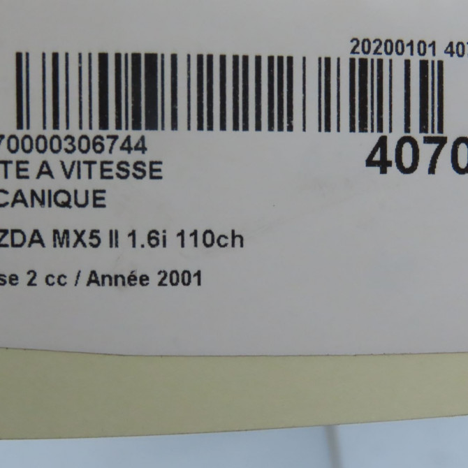 Boîte à vitesse mecanique occasion MAZDA MX5 II Phase 1 04-1995->04-1999 1.6i 110ch SB1119090B 6