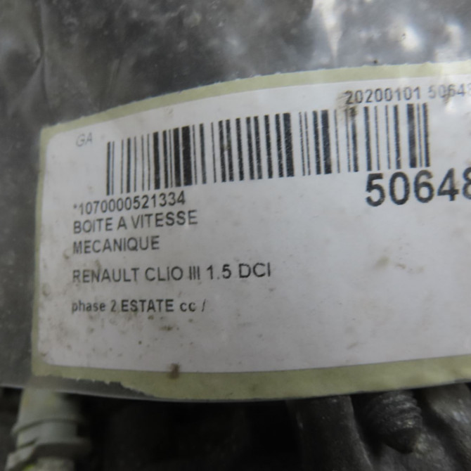 Boîte à vitesse mecanique occasion RENAULT CLIO III phase 2 ESTATE 03-2009->12-2014 1.5 DCI 70ch 7701717738 7