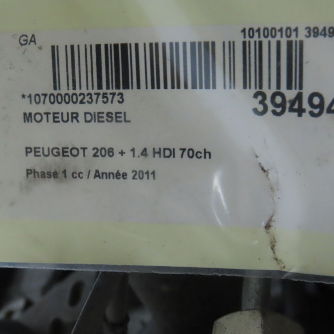 Moteur diesel occasion PEUGEOT 206 + Phase 1 03-2009->05-2013 1.4 HDI 70ch 135RP 6
