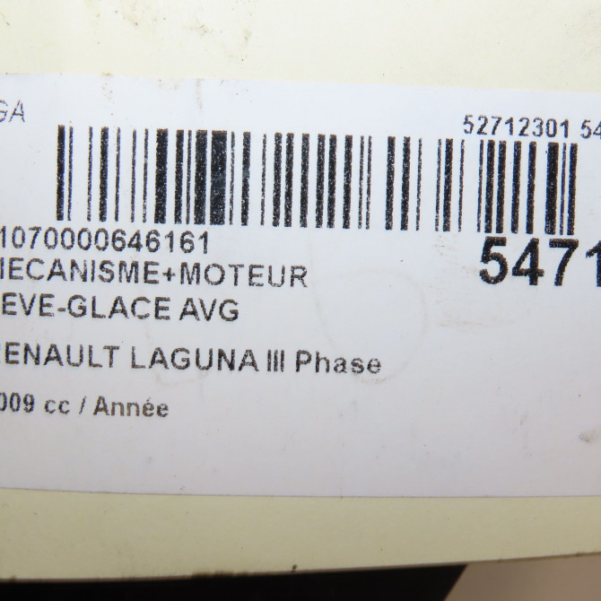 Mecanisme+moteur leve-glace avg occasion RENAULT LAGUNA III Phase 1 COUPE 08-2008->03-2013 807010003R 8