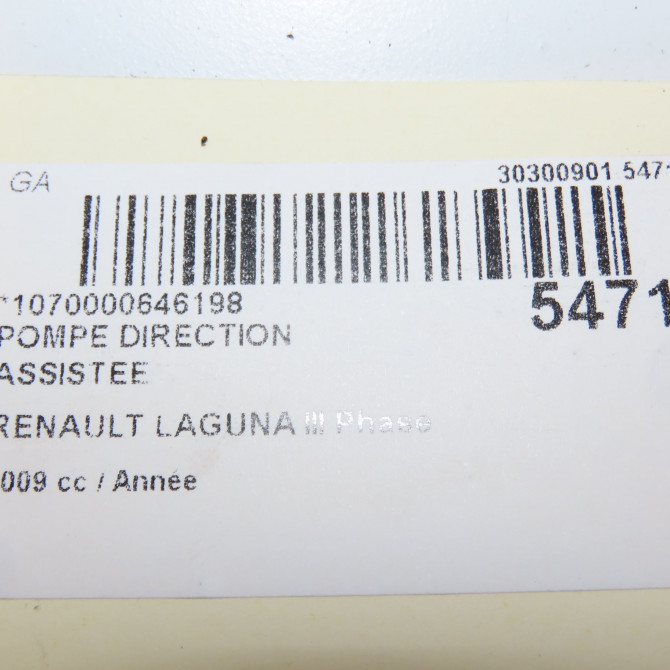 Pompe direction assistee occasion RENAULT LAGUNA III Phase 1 COUPE 08-2008->03-2013 491108721R 7