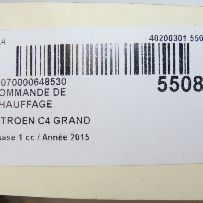 Commande de chauffage occasion CITROEN C4 GRAND PICASSO II Phase 1 04-2013->... 2.0 BlueHDI 150ch 9812720580 8