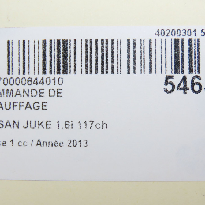 Commande de chauffage occasion NISSAN JUKE Phase 1 09-2010->... 1.6i 117ch 5