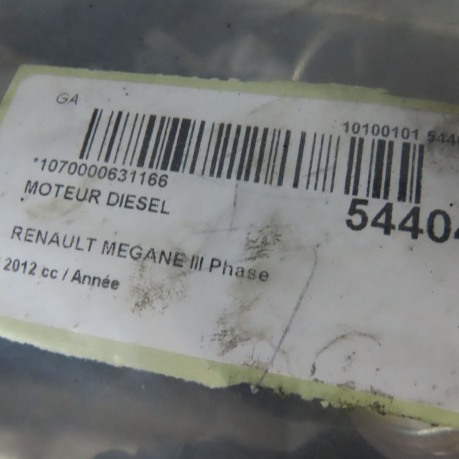 Moteur diesel occasion RENAULT MEGANE III Phase 2 01-2012->06-2014 100014420R 8