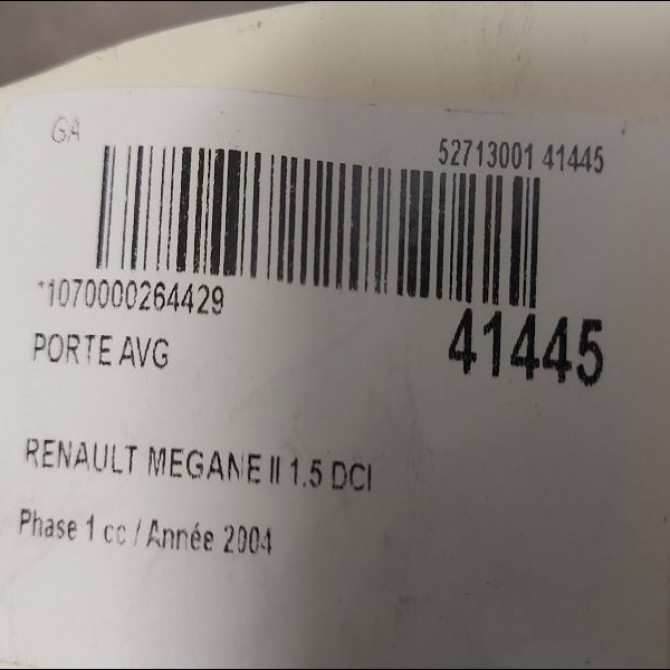 Porte avant gauche occasion RENAULT MEGANE II Phase 1 09-2003->12-2005 1.5 DCI 80ch 7751474349 3