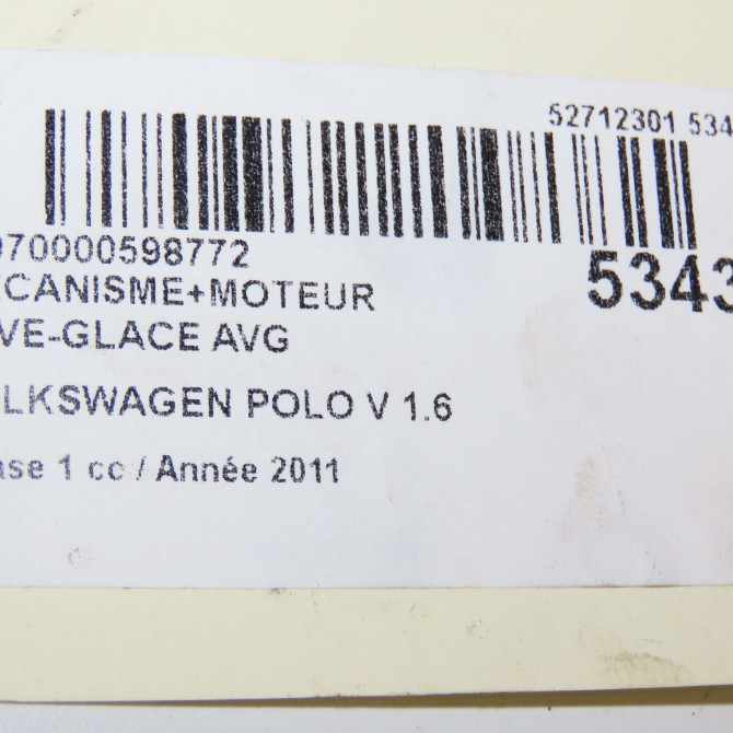Mecanisme+moteur leve-glace avg occasion VOLKSWAGEN POLO V POLO V Phase 1 2009-09-01->2014-05-31 1.6 TDI 90 6R4837461N 7