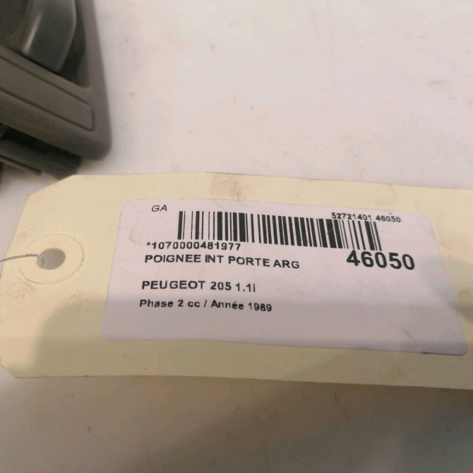 Poignee int porte arg occasion PEUGEOT 205 205 Phase 2 1987-07-01->1998-12-31 1.1i 914358 4