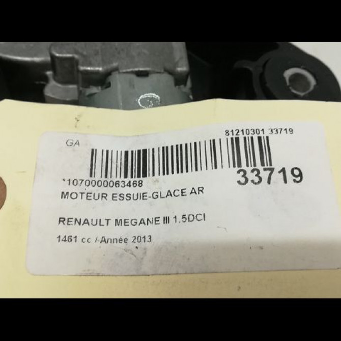 Moteur essuie-glace arrière occasion RENAULT MEGANE III Phase 2 01-2012->06-2014 1.5 DCI 8v 110ch 287100007R 6
