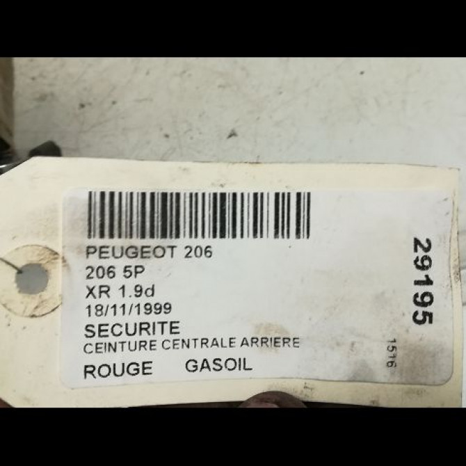 Ceinture centrale arriere occasion PEUGEOT 206 Phase 1 09-1998->03-2009 8975R0 3