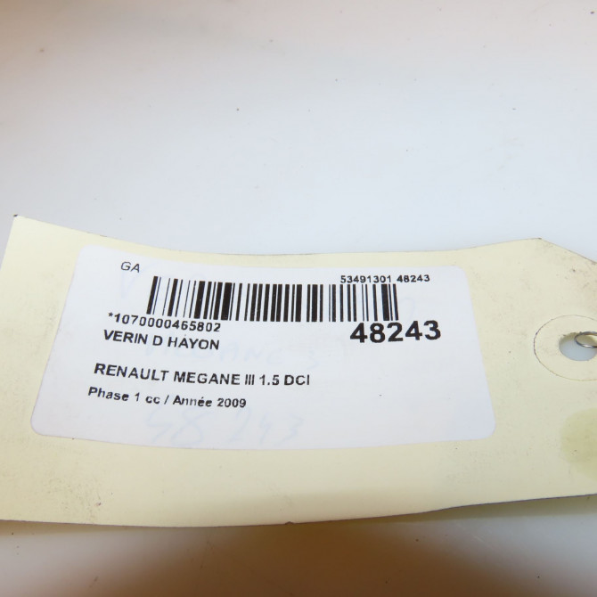 Verin droit hayon occasion RENAULT MEGANE III Phase 1 11-2008->01-2012 1.5 DCI 110ch 904510002R 3