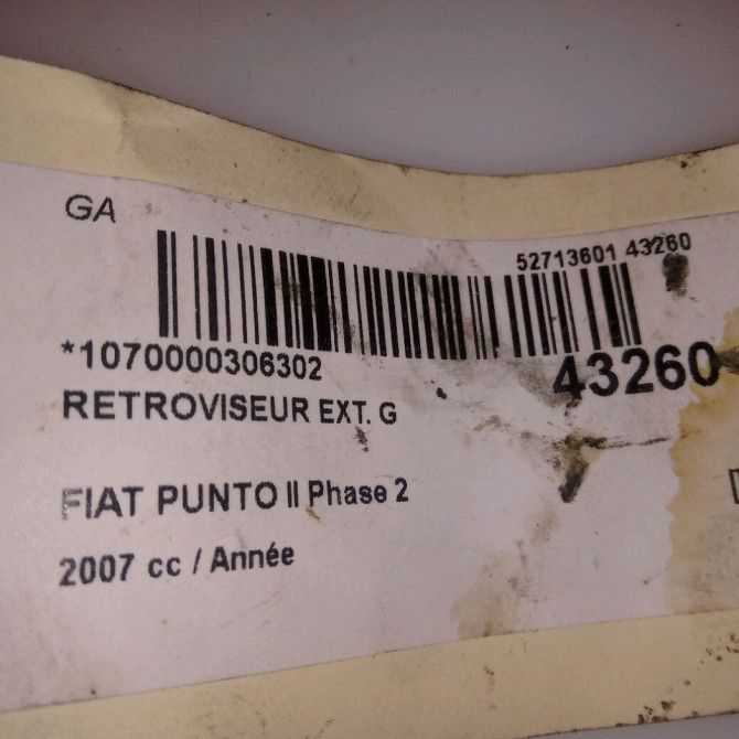 Retroviseur exterieur gauche occasion FIAT PUNTO II Phase 2 05-2003->10-2009 735395761 4