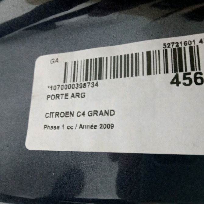 Porte arrière gauche occasion CITROEN C4 GRAND PICASSO I Phase 1 10-2006->09-2013 1.6 HDI 110ch 9006K4 5