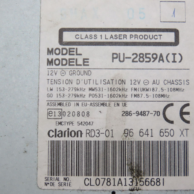 Autoradio occasion CITROEN XSARA PICASSO Phase 2 02-2004->12-2010 1.6 HDI 92 ch 6564ZL 4