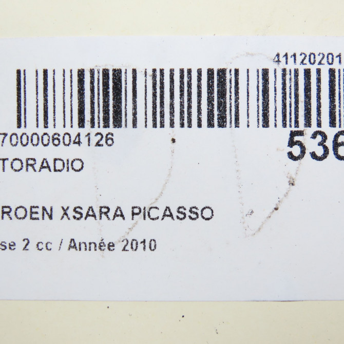 Autoradio occasion CITROEN XSARA PICASSO Phase 2 02-2004->12-2010 1.6 HDI 92 ch 6564ZL 6