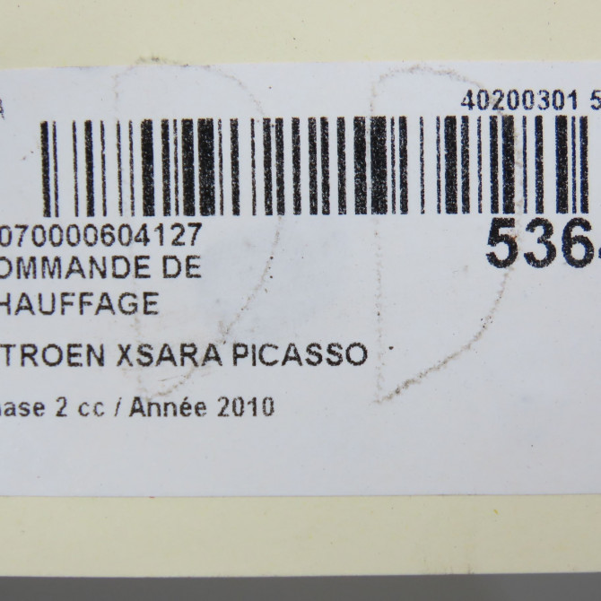 Commande de chauffage occasion CITROEN XSARA PICASSO Phase 2 02-2004->12-2010 1.6 HDI 92 ch 6451FH 5