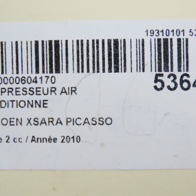 Compresseur air conditionne occasion CITROEN XSARA PICASSO Phase 2 02-2004->12-2010 1.6 HDI 92 ch 1609491580 7