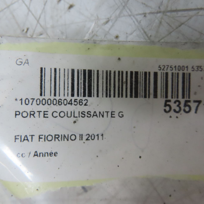 Porte coulissante g occasion FIAT FIORINO III Phase 1 01-2008->... 1.3 MULTIJET 16v 95ch 52180671 5