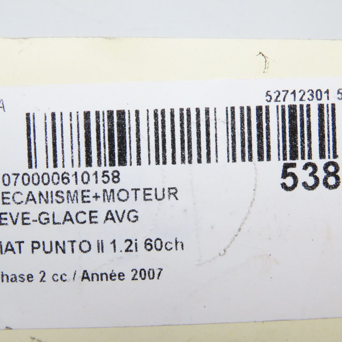 Mecanisme+moteur leve-glace avg occasion FIAT PUNTO II Phase 2 05-2003->10-2009 1.2i 60ch 51764550 6