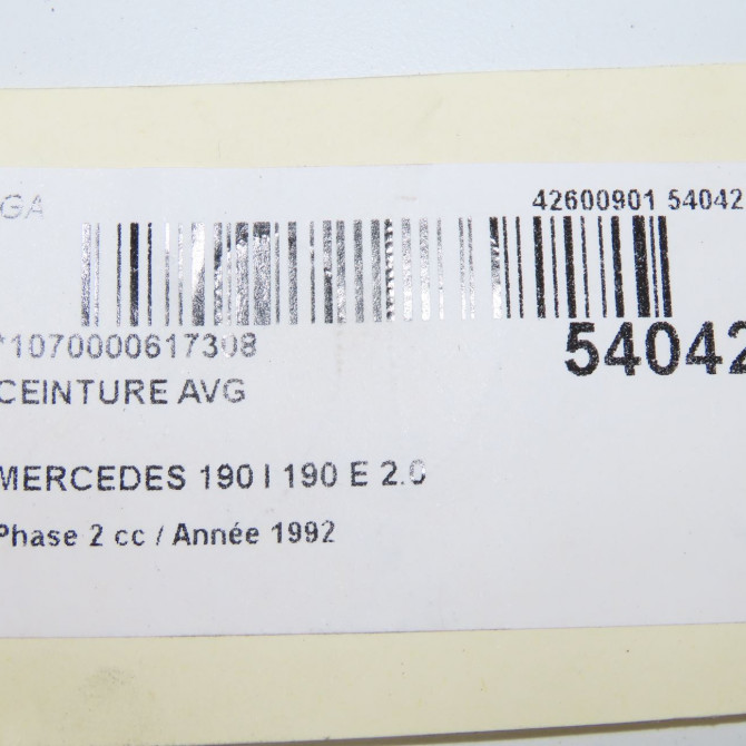 Ceinture avant gauche occasion MERCEDES 190 I Phase 2 09-1988->06-1993 190 E 2.0 7