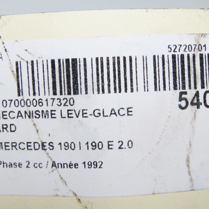 Mecanisme leve-glace arrière droit occasion MERCEDES 190 I Phase 2 09-1988->06-1993 190 E 2.0 4
