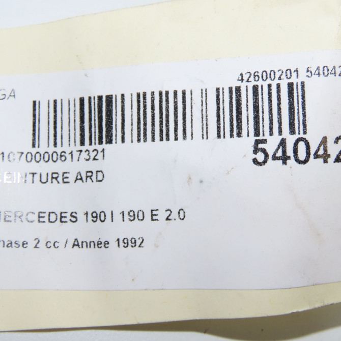 Ceinture arrière droite occasion MERCEDES 190 I Phase 2 09-1988->06-1993 190 E 2.0 6