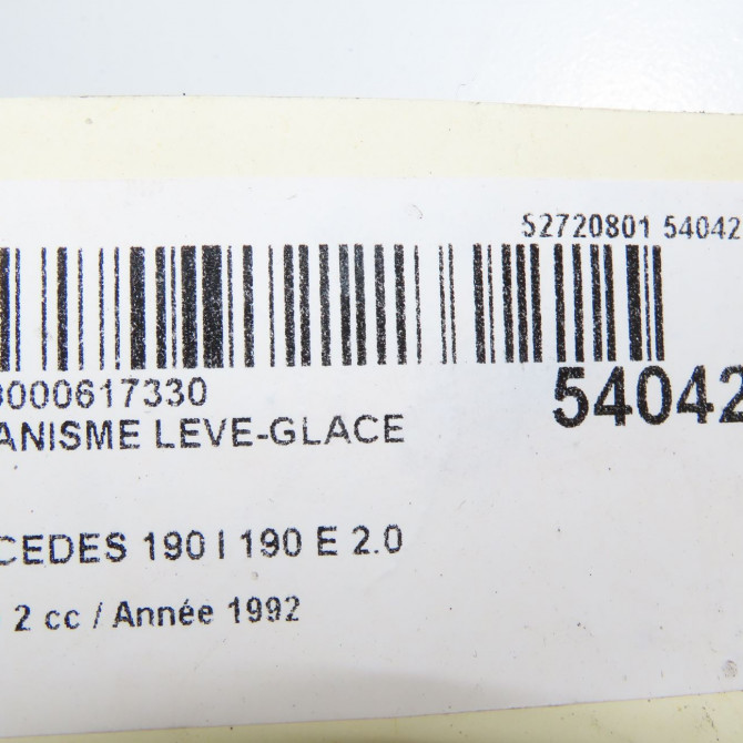 Mecanisme leve-glace arrière gauche occasion MERCEDES 190 I Phase 2 09-1988->06-1993 190 E 2.0 4