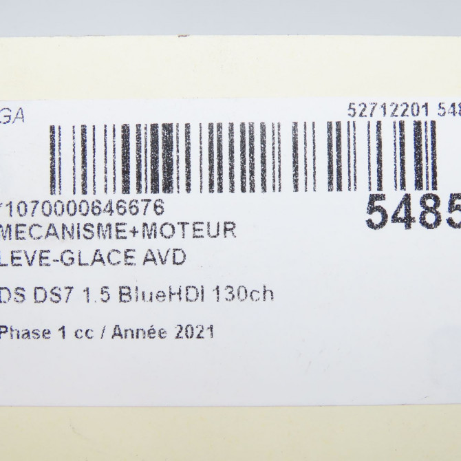 Mecanisme + moteur lève-glace avant droit occasion DS 146 Phase 1 04-1995->04-1999 1.5 BlueHDI 130ch 9840197580 7