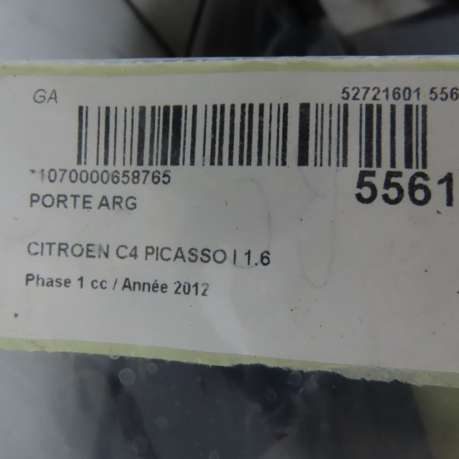 Porte arrière gauche occasion CITROEN C4 PICASSO I Phase 1 01-2007->10-2013 1.6 e-HDI 8v 110ch 9006K4 5