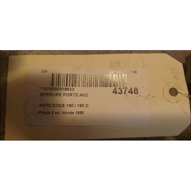 Serrure porte avd occasion MERCEDES 190 I Phase 2 09-1988->06-1993 190 D 2