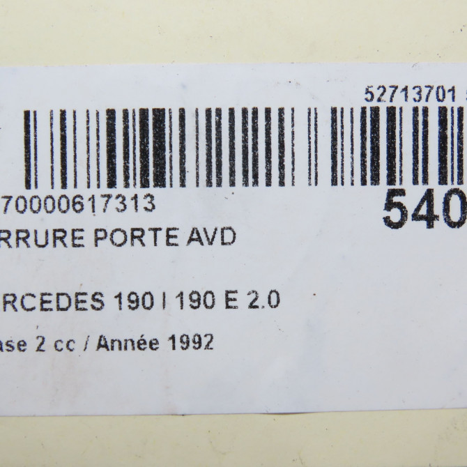 Serrure porte avd occasion MERCEDES 190 I Phase 2 09-1988->06-1993 190 E 2.0 4