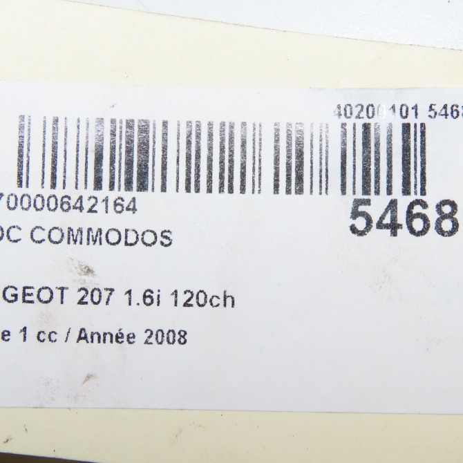 Bloc commodos occasion PEUGEOT 207 Phase 1 04-2006->06-2013 1.6i 120ch 624252 8