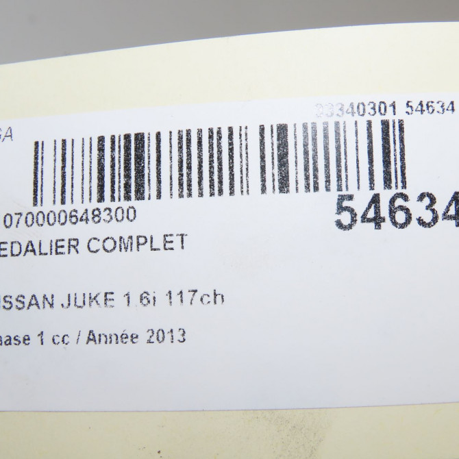 Pedalier complet occasion NISSAN JUKE Phase 1 09-2010->... 1.6i 117ch 7