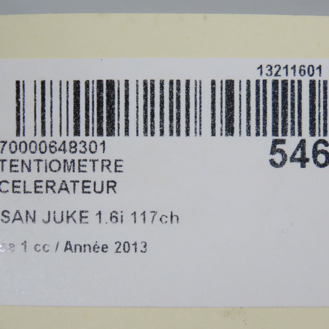 Potentiometre accelerateur occasion NISSAN JUKE Phase 1 09-2010->... 1.6i 117ch 7