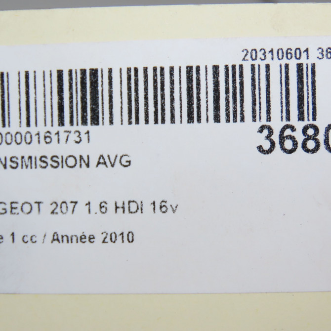 Transmission avant gauche occasion PEUGEOT 207 Phase 1 04-2006->06-2013 1.6 HDI 16v 90ch 3272LG 6