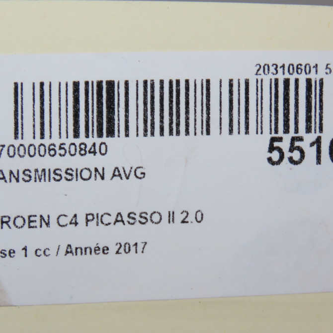 Transmission avant gauche occasion CITROEN C4 PICASSO II Phase 1 04-2013->... 2.0 BlueHDi 150ch 9804895280 7