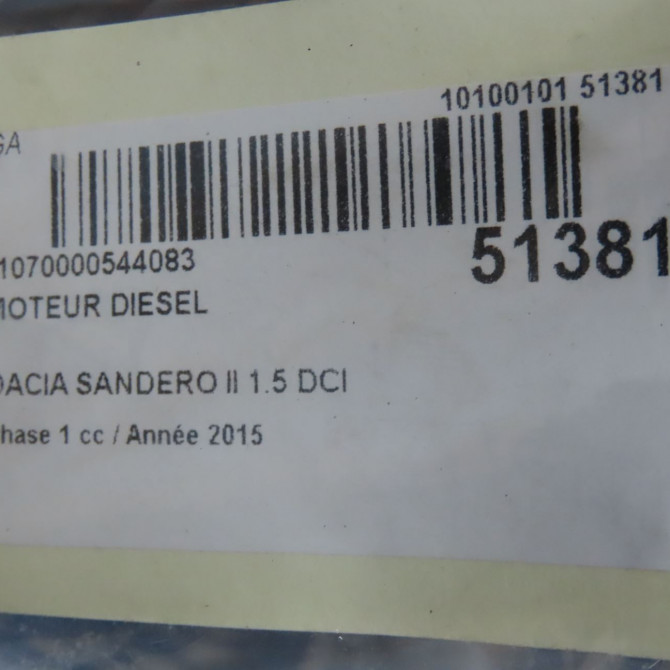 Moteur diesel occasion DACIA SANDERO II Phase 1 10-2012->... 1.5 DCI 90ch 8201535504 7