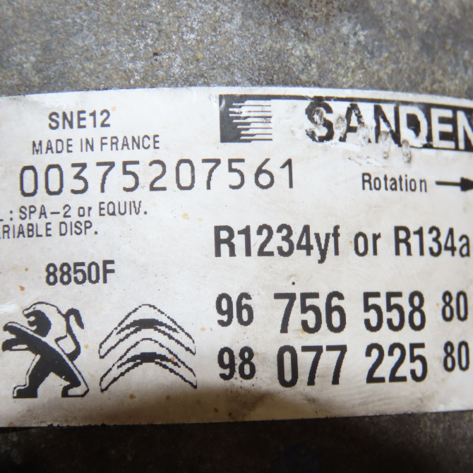 Compresseur air conditionne occasion CITROEN C3 II Phase 2 03-2013->12-2016 1.6 HDi 100ch 9815198580 6