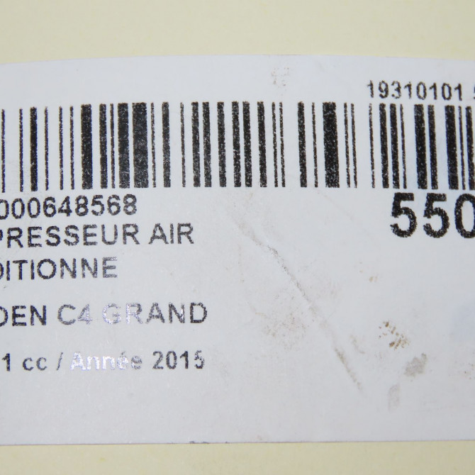 Compresseur air conditionne occasion CITROEN C4 GRAND PICASSO II Phase 1 04-2013->... 2.0 BlueHDI 150ch 9815198580 8