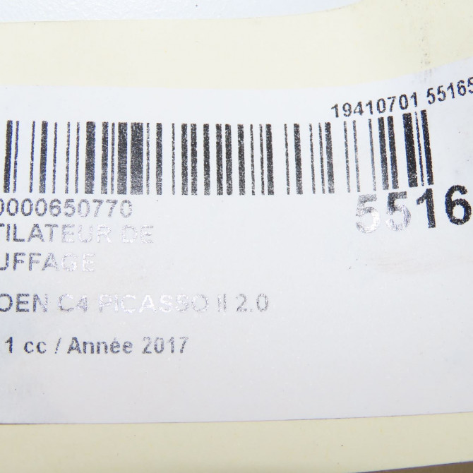 Ventilateur de chauffage occasion CITROEN C4 PICASSO II Phase 1 04-2013->... 2.0 BlueHDi 150ch 9849784380 6