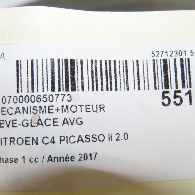 Mecanisme+moteur leve-glace avg occasion CITROEN C4 PICASSO II Phase 1 04-2013->... 2.0 BlueHDi 150ch 9826076380 6