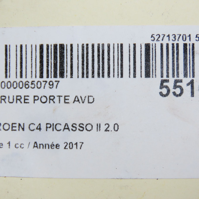 Serrure porte avd occasion CITROEN C4 PICASSO II Phase 1 04-2013->... 2.0 BlueHDi 150ch 9810310280 8