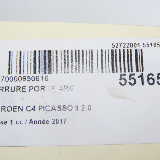Serrure porte arg occasion CITROEN C4 PICASSO II Phase 1 04-2013->... 2.0 BlueHDi 150ch 9826137680 8