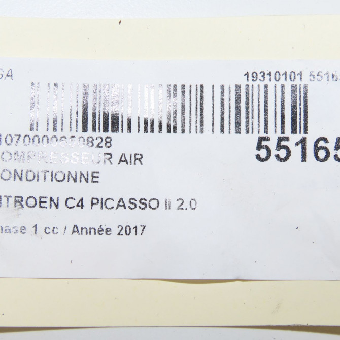 Compresseur air conditionne occasion CITROEN C4 PICASSO II Phase 1 04-2013->... 2.0 BlueHDi 150ch 9815198580 8