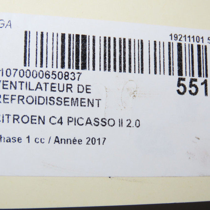 Ventilateur de refroidissement occasion CITROEN C4 PICASSO II Phase 1 04-2013->... 2.0 BlueHDi 150ch 9832930080 8